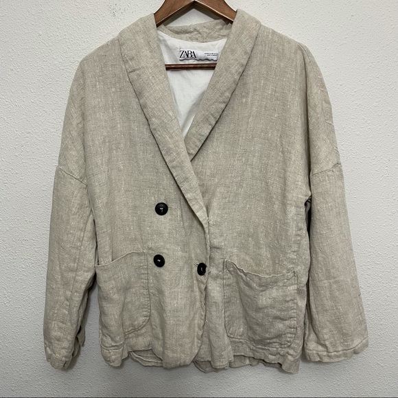 Zara Jackets & Blazers - Zara Over Sized Linen Blazer Style Jacket XS